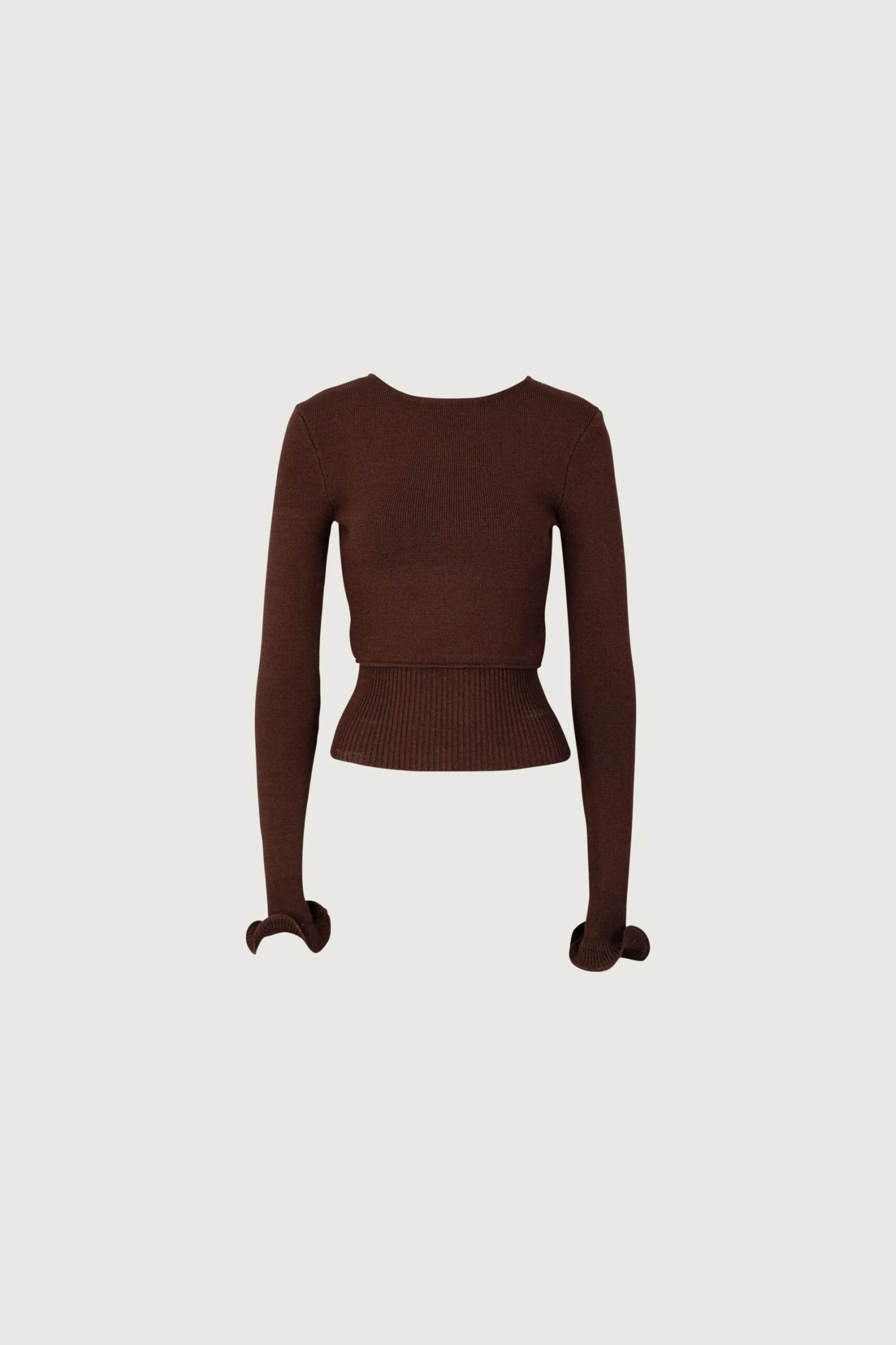 Ruffle Hem Sweater (Chocolate Brown)(Ruffle Hem Sweater Chocolate Brown) 3 Ruffle Hem Sweater (Chocolate Brown)(Ruffle Hem Sweater Chocolate Brown)