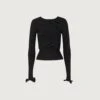 Ruffle Hem Sweater (Black)(Ruffle Hem Sweater Black) -SAME FAHION STORE 02.14.25 049