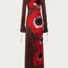 Silk Floral Gown (Brown/Red)(Silk Floral Gown Brown Red) 1 Silk Floral Gown (Brown/Red)(Silk Floral Gown Brown Red) -SAME FAHION STORE 02.14.25 208