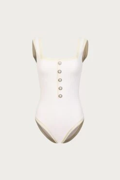 The Grace Tank One Piece (Faux Suede White/Cream)(The Grace Tank One Piece Faux Suede White Cream)
