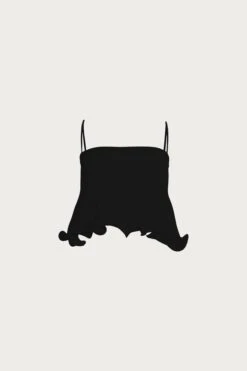 Ruffle Hem Crop Top (Black)(Ruffle Hem Crop Top Black)