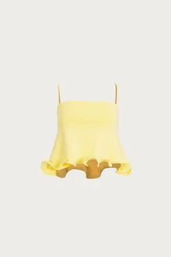 Ruffle Hem Crop Top (Butter Yellow)(Ruffle Hem Crop Top Butter Yellow)