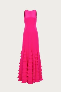Tiered Chiffon Gown (Fuchsia)(Tiered Chiffon Gown Fuchsia)