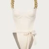 Gold Chain One Piece (Faux Suede Cream)(Gold Chain One Piece Faux Suede Cream)