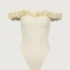 Rosette Off Shoulder One Piece (Faux Suede Cream/Cream)(Rosette Off Shoulder One Piece Faux Suede Cream Cream) -SAME FAHION STORE 24.01.23 7780 1 3