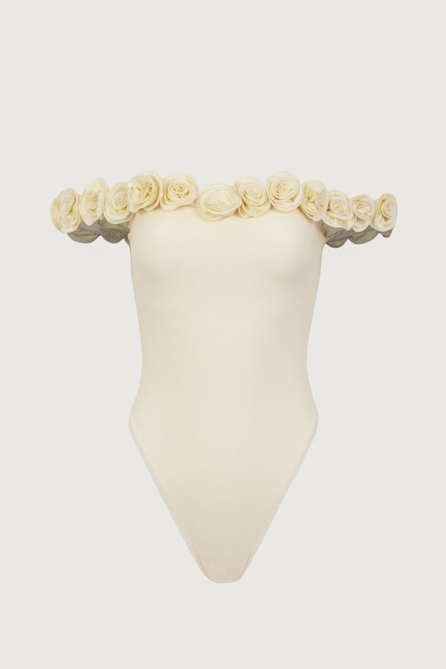 Rosette Off Shoulder One Piece (Faux Suede Cream/Cream)(Rosette Off Shoulder One Piece Faux Suede Cream Cream) 3 Rosette Off Shoulder One Piece (Faux Suede Cream/Cream)(Rosette Off Shoulder One Piece Faux Suede Cream Cream)