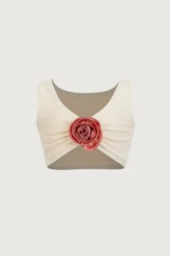Rose Tank Top (faux Suede Cream/blush)(Rose Tank Top Faux Suede Cream Blush)
