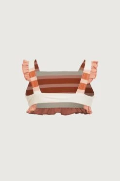 Ruffle Bandeau Top (cream Camel Blush Stripe/blush)(Mini Me Top Cream Camel Blush Stripe Ribbed Blush) -SAME FAHION STORE 24.03.17 7933 2