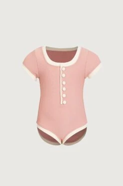 Gracie One Piece (ribbed Blush/cream)(Gracie One Piece Ribbed Blush Cream)