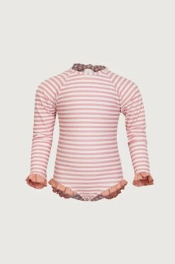 Ruffle Rashguard One Piece (blush Stripe/blush)(Ruffle Rashguard One Piece Blush Stripe Blush)