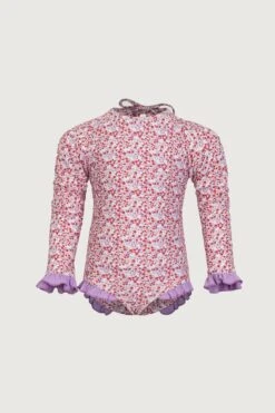 Ruffle Rashguard One Piece (mini Floral/purple)(Ruffle Rashguard One Piece Mini Floral Purple)