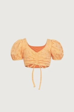 Puff Sleeve Top (peach Eyelet)(Puff Sleeve Top Peach Eyelet)