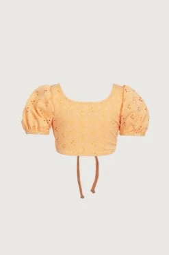 Puff Sleeve Top (peach Eyelet)(Puff Sleeve Top Peach Eyelet) -SAME FAHION STORE 24.03.17 8243 109