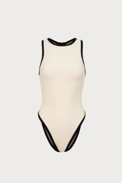 Tank One Piece (Faux Suede Cream/Black)(Tank One Piece Faux Suede Cream Black)
