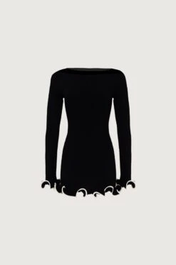 Ruffle Hem Mini Dress (Black/Cream)(Ruffle Hem Mini Dress Black Cream)