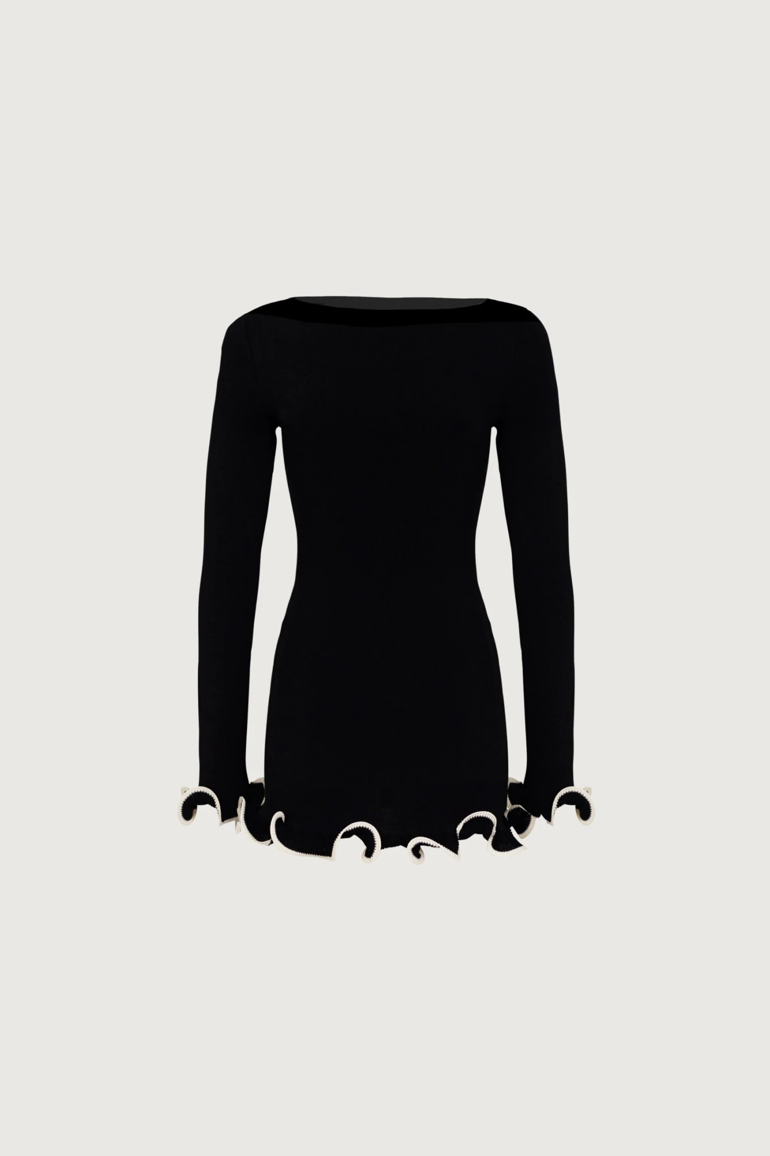 Ruffle Hem Mini Dress (Black/Cream)(Ruffle Hem Mini Dress Black Cream) 3 Ruffle Hem Mini Dress (Black/Cream)(Ruffle Hem Mini Dress Black Cream)