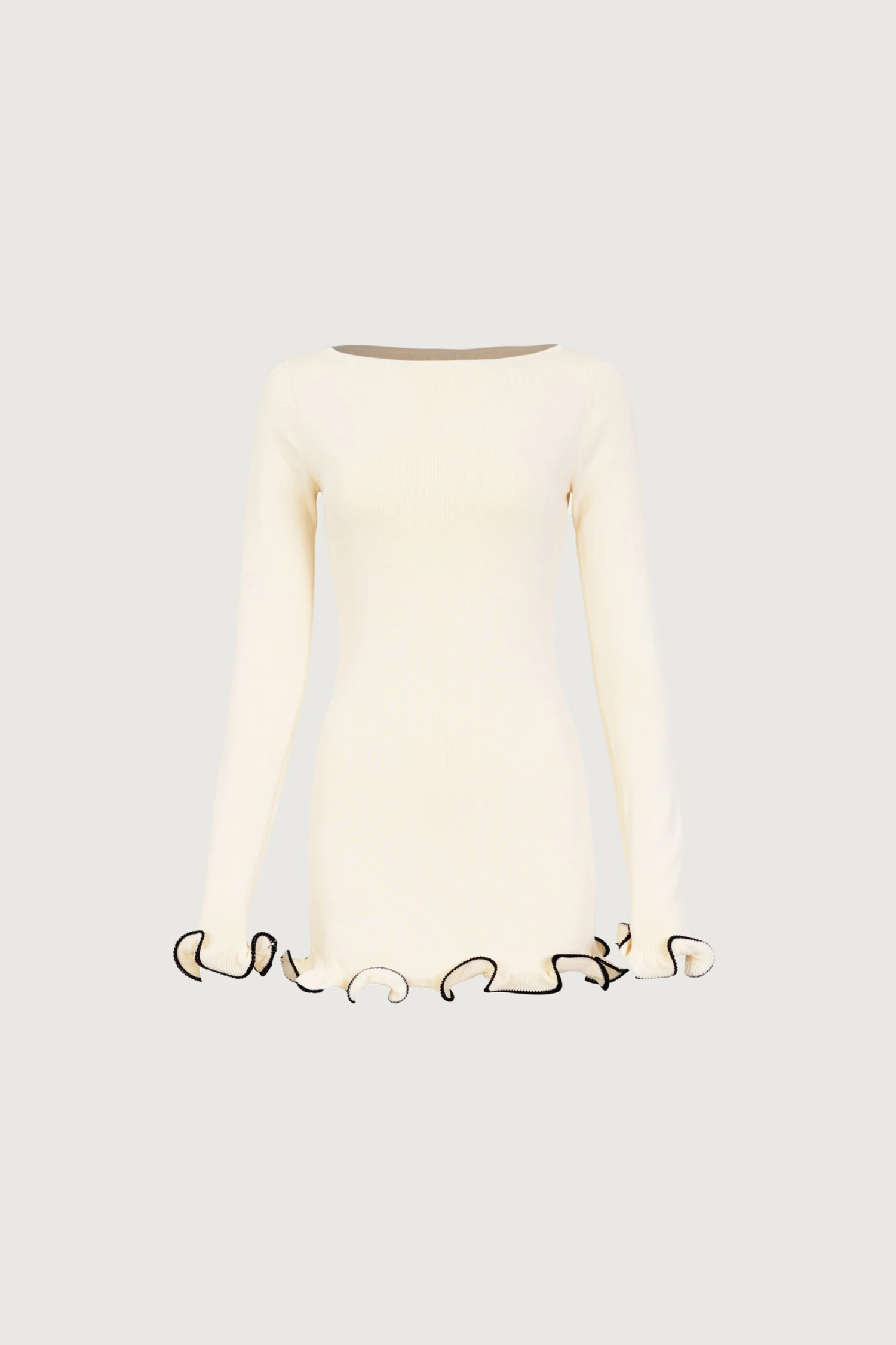 Ruffle Hem Mini Dress (Cream/Black)(Ruffle Hem Mini Dress Cream Black) 3 Ruffle Hem Mini Dress (Cream/Black)(Ruffle Hem Mini Dress Cream Black)