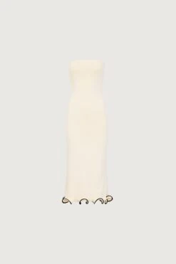 Ruffle Hem Strapless Dress (Cream/Black)(Ruffle Hem Strapless Dress Cream Black)