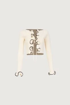 Ruffle Hem Top (Cream/Black)(Ruffle Hem Top Cream Black)