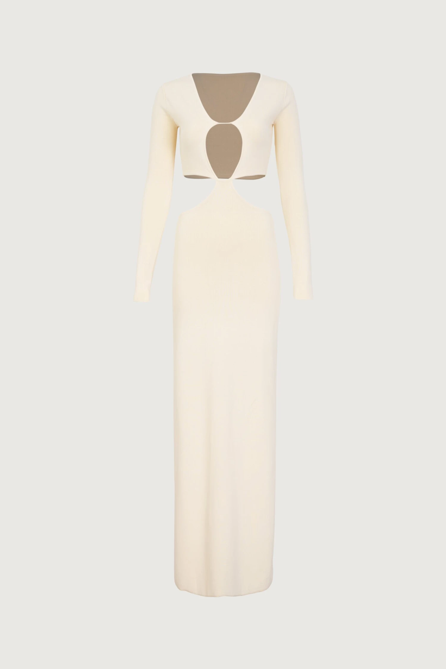 Long Sleeve Cut Out Maxi Dress (Cream)(Long Sleeve Cut Out Maxi Dress Cream) 3 Long Sleeve Cut Out Maxi Dress (Cream)(Long Sleeve Cut Out Maxi Dress Cream)