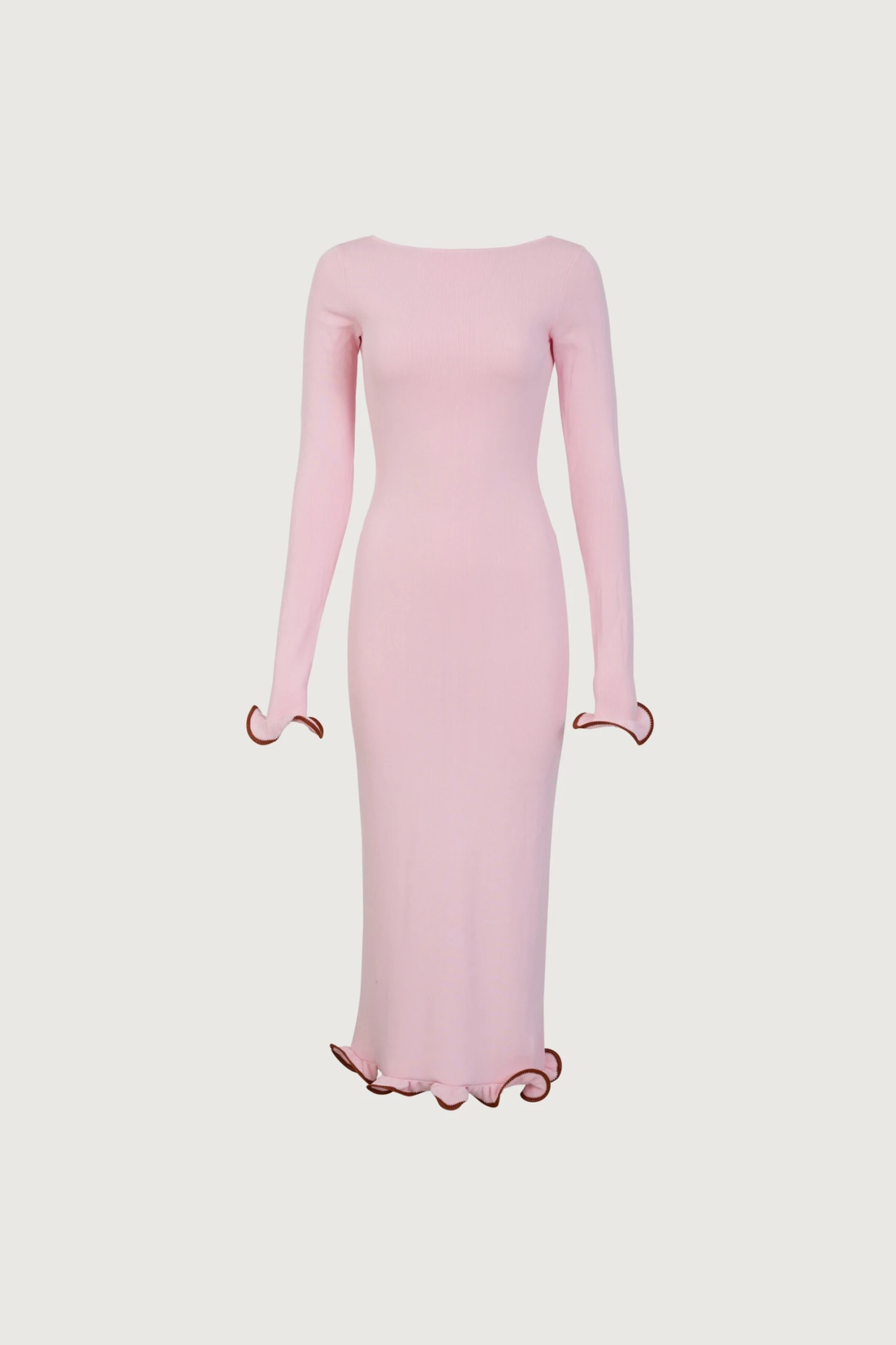 Ruffle Hem Midi Dress (Baby Pink)(Ruffle Hem Midi Dress Baby Pink) 3 Ruffle Hem Midi Dress (Baby Pink)(Ruffle Hem Midi Dress Baby Pink)