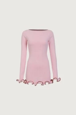 Ruffle Hem Mini Dress (Baby Pink)(Ruffle Hem Mini Dress Baby Pink)