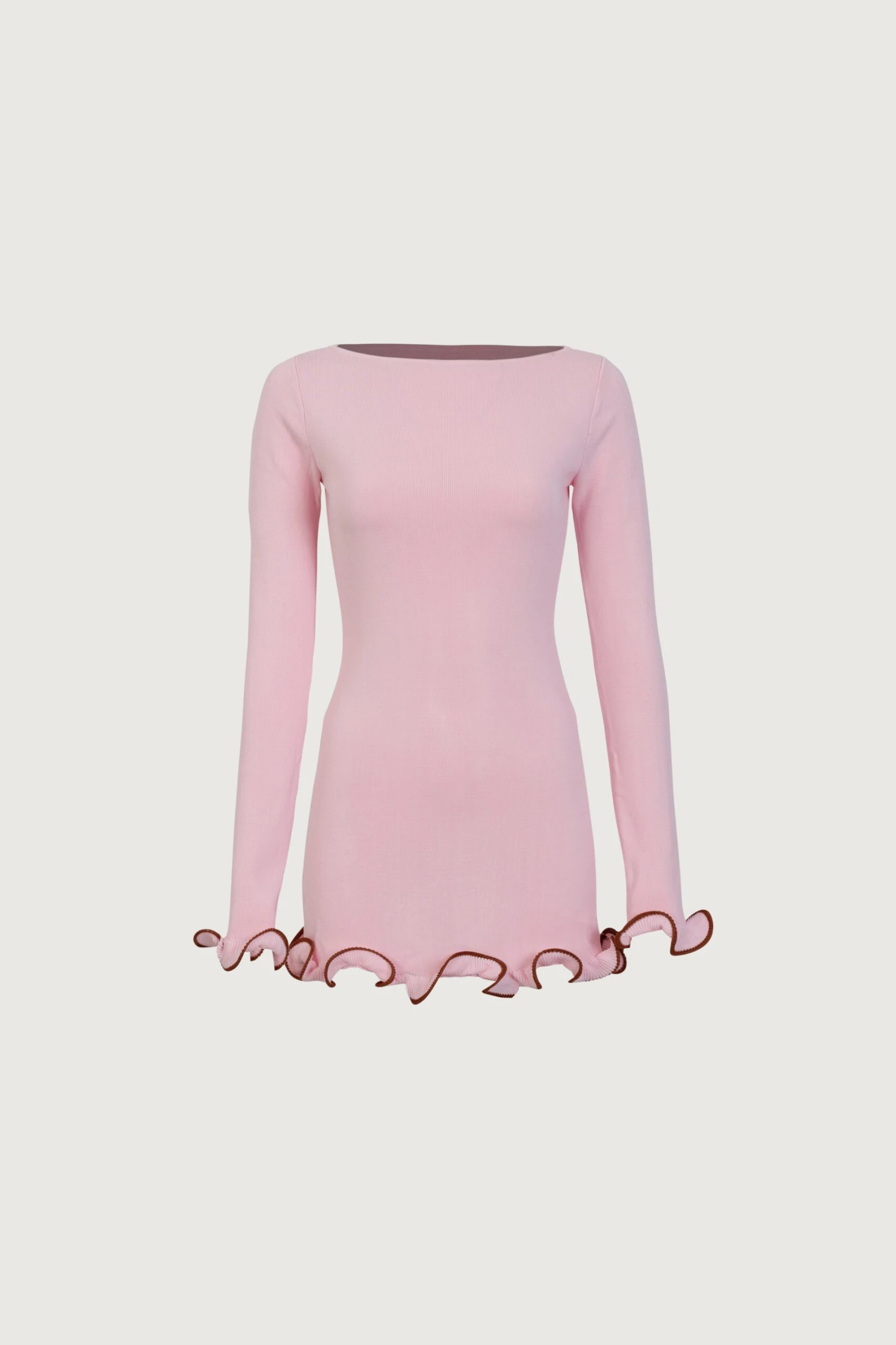 Ruffle Hem Mini Dress (Baby Pink)(Ruffle Hem Mini Dress Baby Pink) 3 Ruffle Hem Mini Dress (Baby Pink)(Ruffle Hem Mini Dress Baby Pink)