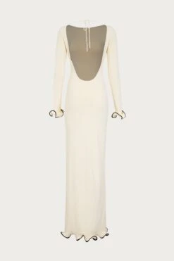 Ruffle Hem Maxi Dress (Cream/Black)(Ruffle Hem Maxi Dress Cream Black) -SAME FAHION STORE 24.06.30 8886 47