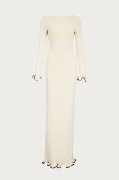 Ruffle Hem Maxi Dress (Cream/Black)(Ruffle Hem Maxi Dress Cream Black)