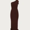 Ruffle Hem One Shoulder Dress (Chocolate Brown/Brown Lurex)(Ruffle Hem One Shoulder Dress Chocolate Brown Brown Lurex) -SAME FAHION STORE 24.09.24 989