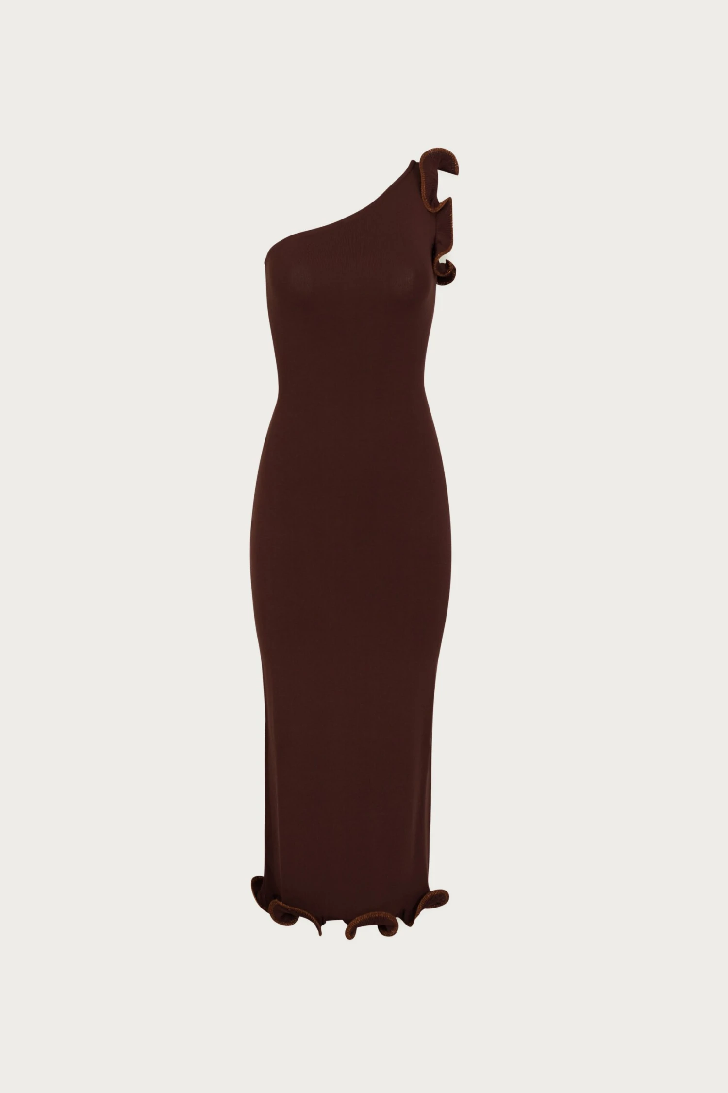 Ruffle Hem One Shoulder Dress (Chocolate Brown/Brown Lurex)(Ruffle Hem One Shoulder Dress Chocolate Brown Brown Lurex) 3 Ruffle Hem One Shoulder Dress (Chocolate Brown/Brown Lurex)(Ruffle Hem One Shoulder Dress Chocolate Brown Brown Lurex)