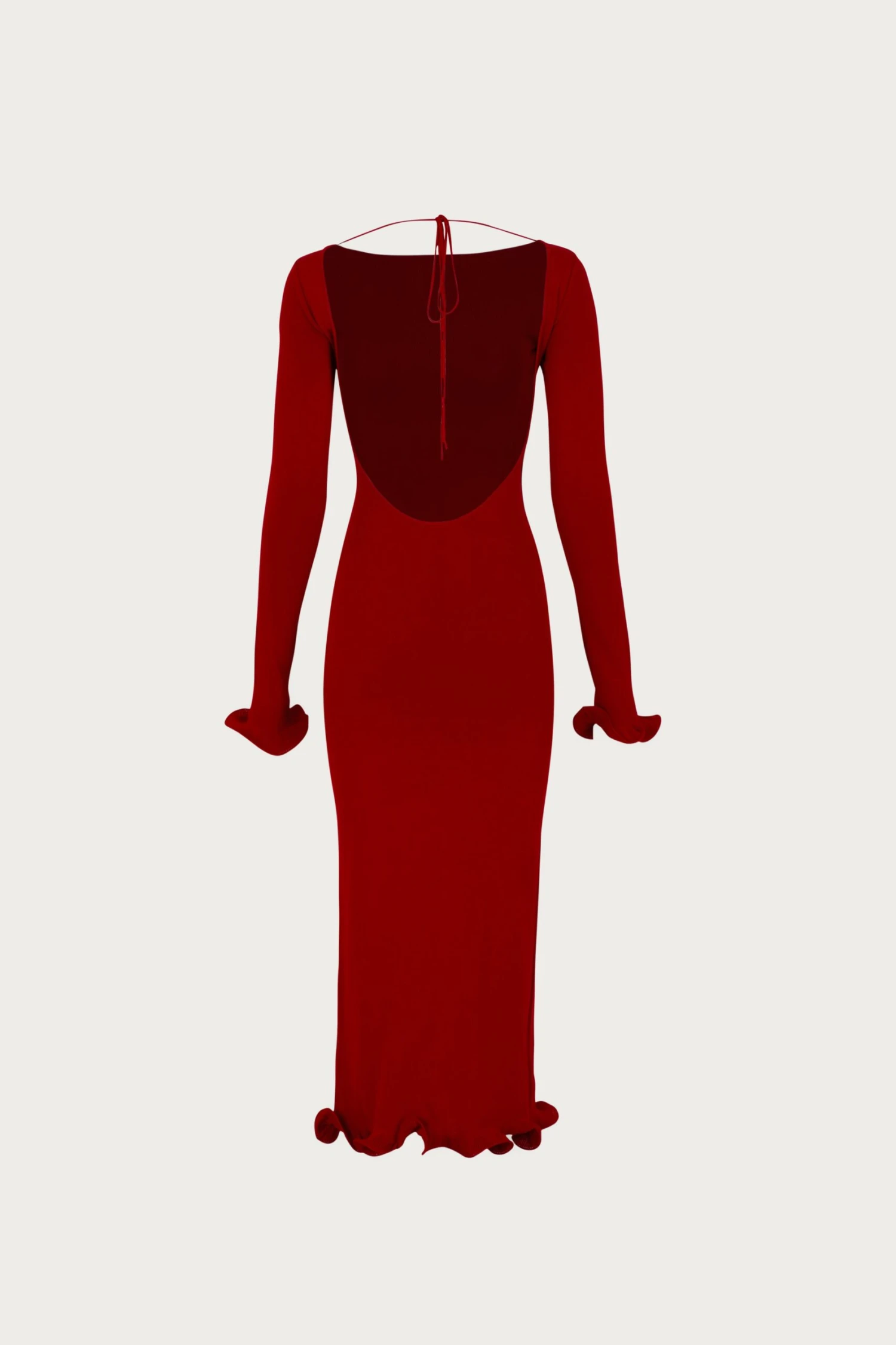 Ruffle Hem Midi Dress (Red)(Ruffle Hem Midi Dress Red) 8 Ruffle Hem Midi Dress (Red)(Ruffle Hem Midi Dress Red) - Image 6