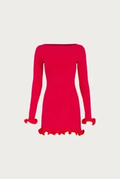 Ruffle Hem Mini Dress (Hot Pink/Orange)(Ruffle Hem Mini Dress Hot Pink Orange)