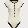 The Grace One Piece (Ribbed Cream/Black)(The Grace One Piece Ribbed Cream Black) -SAME FAHION STORE 30.1 91f8f2ae 6a16 4ce4 b769 043828e1ccb0