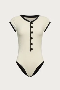 The Grace One Piece (Ribbed Cream/Black)(The Grace One Piece Ribbed Cream Black)