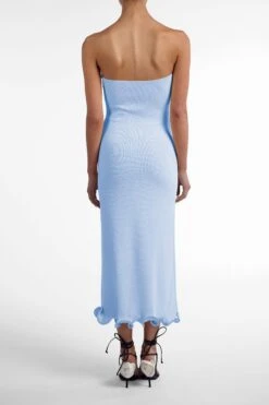 Ruffle Hem Strapless Dress (Light Blue)(Ruffle Hem Strapless Dress Baby Blue) 8 Ruffle Hem Strapless Dress (Light Blue)(Ruffle Hem Strapless Dress Baby Blue) -SAME FAHION STORE BlueStrapless2