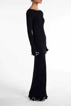 Ruffle Hem Maxi Dress (Black/Cream)(Ruffle Hem Maxi Dress Black Cream) -SAME FAHION STORE Ecomm2025 116