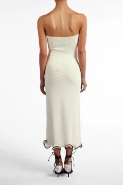 Ruffle Hem Strapless Dress (Cream/Black)(Ruffle Hem Strapless Dress Cream Black) -SAME FAHION STORE Ecomm2025 120