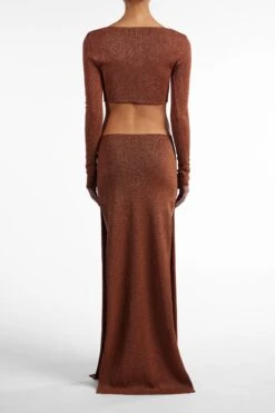 Long Sleeve Cut Out Maxi Dress (Mocha Lurex)(Long Sleeve Cut Out Maxi Dress Mocha Lurex) 12 Long Sleeve Cut Out Maxi Dress (Mocha Lurex)(Long Sleeve Cut Out Maxi Dress Mocha Lurex) -SAME FAHION STORE Ecomm2025 126