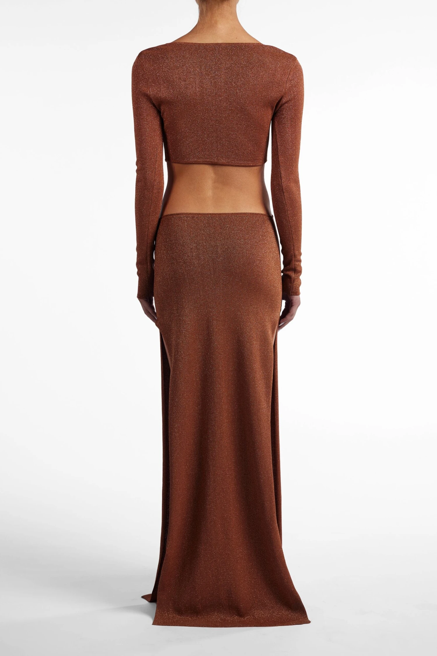 Long Sleeve Cut Out Maxi Dress (Mocha Lurex)(Long Sleeve Cut Out Maxi Dress Mocha Lurex) 7 Long Sleeve Cut Out Maxi Dress (Mocha Lurex)(Long Sleeve Cut Out Maxi Dress Mocha Lurex) - Image 5
