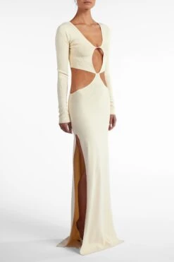 Long Sleeve Cut Out Maxi Dress (Cream)(Long Sleeve Cut Out Maxi Dress Cream) 11 Long Sleeve Cut Out Maxi Dress (Cream)(Long Sleeve Cut Out Maxi Dress Cream) -SAME FAHION STORE Ecomm2025 128