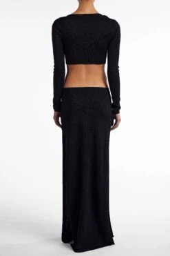 Long Sleeve Cut Out Maxi Dress (Black Lurex)(Long Sleeve Cut Out Maxi Black Lurex) 12 Long Sleeve Cut Out Maxi Dress (Black Lurex)(Long Sleeve Cut Out Maxi Black Lurex) -SAME FAHION STORE Ecomm2025 132