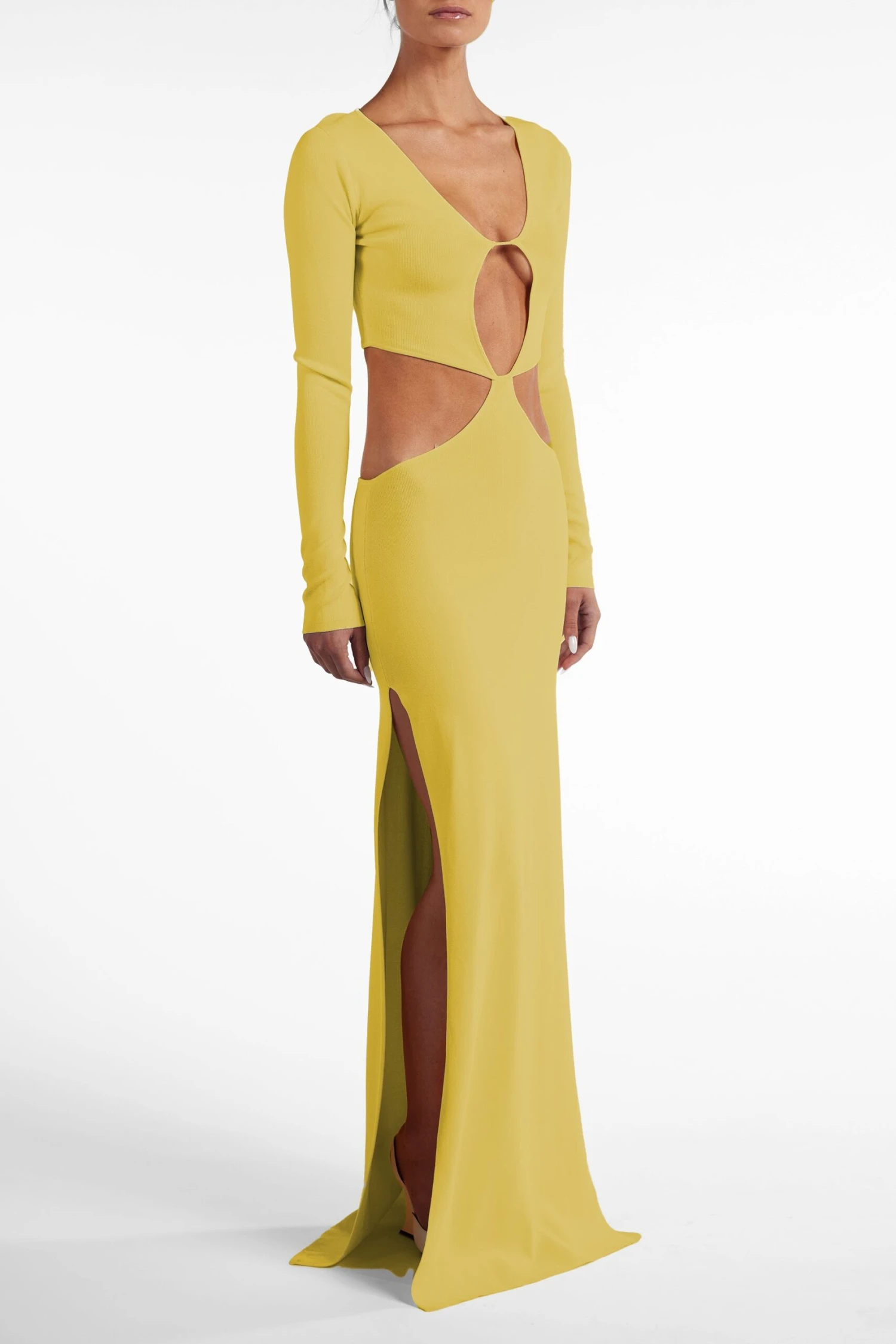 Long Sleeve Cut Out Maxi Dress (Chartreuse)(Long Sleeve Cut Out Maxi Dress Chartreuse) 6 Long Sleeve Cut Out Maxi Dress (Chartreuse)(Long Sleeve Cut Out Maxi Dress Chartreuse) - Image 4