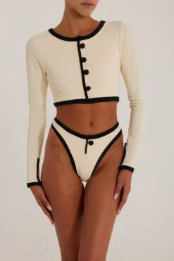 The Grace Rashguard (Ribbed Cream/Black)(The Grace Rashguard Ribbed Cream Black) -SAME FAHION STORE Grace Ecomm12