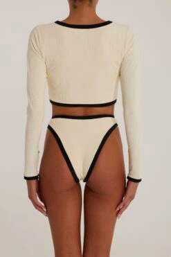 The Grace Rashguard (Ribbed Cream/Black)(The Grace Rashguard Ribbed Cream Black) -SAME FAHION STORE Grace Ecomm13