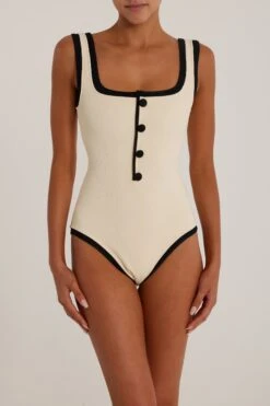 The Grace Tank One Piece (Ribbed Cream/Black)(The Grace Tank One Piece Ribbed Cream Black) -SAME FAHION STORE Grace Ecomm24