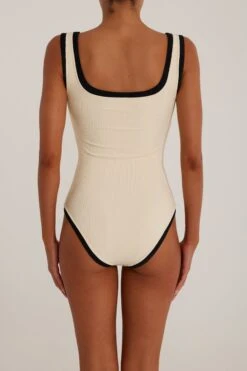 The Grace Tank One Piece (Ribbed Cream/Black)(The Grace Tank One Piece Ribbed Cream Black) -SAME FAHION STORE Grace Ecomm25