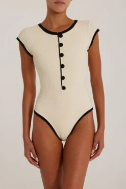 The Grace One Piece (Ribbed Cream/Black)(The Grace One Piece Ribbed Cream Black) -SAME FAHION STORE Grace Ecomm29