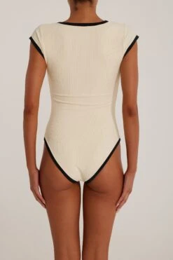 The Grace One Piece (Ribbed Cream/Black)(The Grace One Piece Ribbed Cream Black) -SAME FAHION STORE Grace Ecomm30