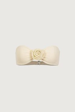 Rosette Bandeau Top (Faux Suede Cream/Cream)(Rosette Bandeau Top Faux Suede Cream Cream)